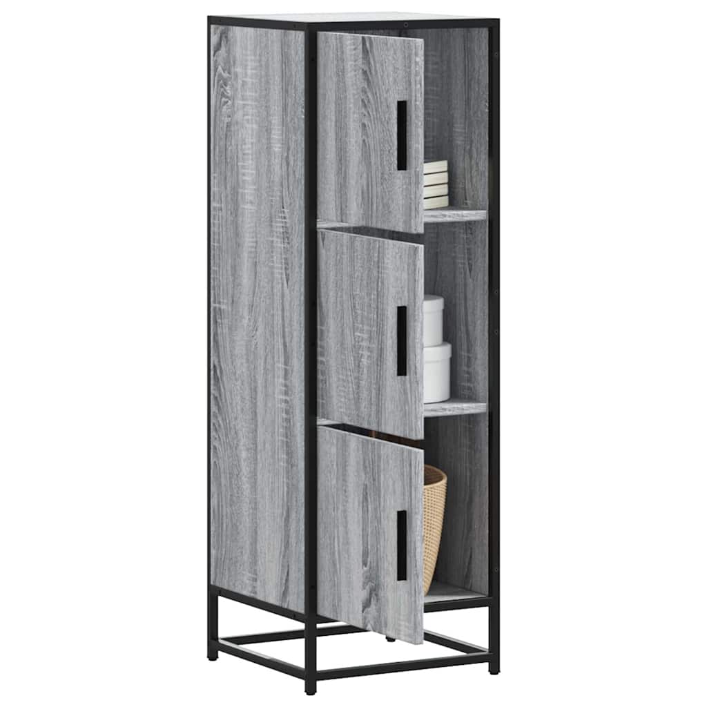 Highboard Grau Sonoma 35,5x35x106,5 cm Holzwerkstoff und Metall