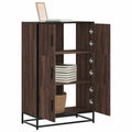 Highboard Braun Eichen-Optik 68x35x106,5cm Holzwerkstoff Metall