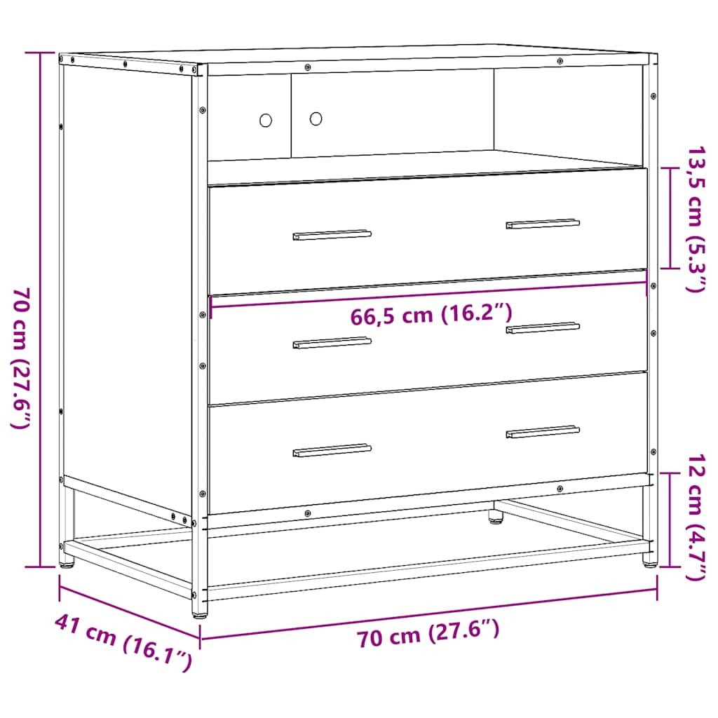 Schubladenschrank Schwarz 70x41x70 cm Holzwerkstoff
