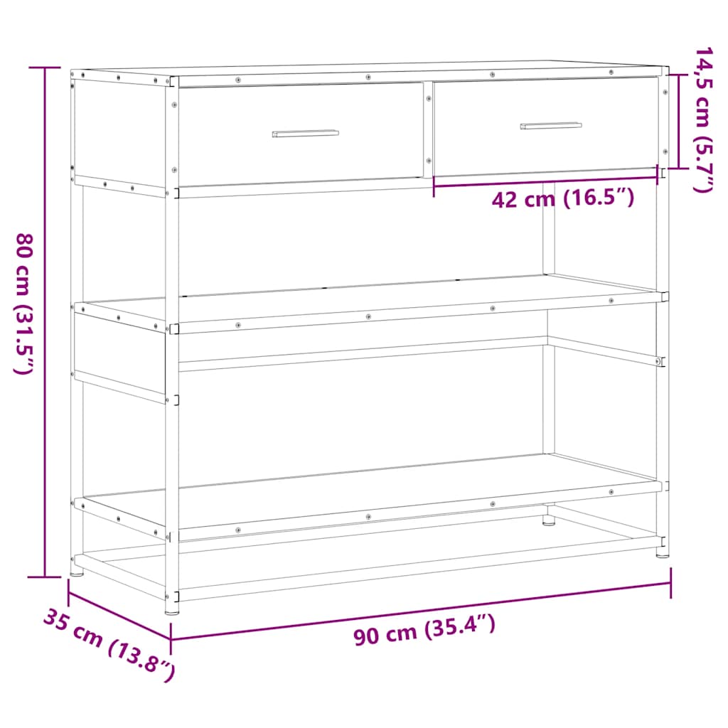Konsolentisch Schwarz 90x35x80 cm Holzwerkstoff