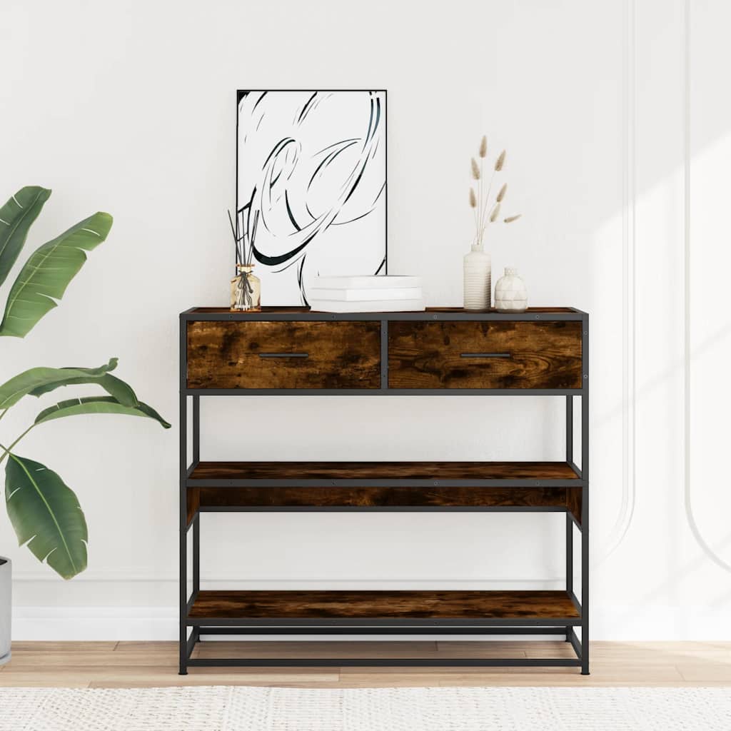 Konsolentisch Räuchereiche 90x35x80 cm Holzwerkstoff