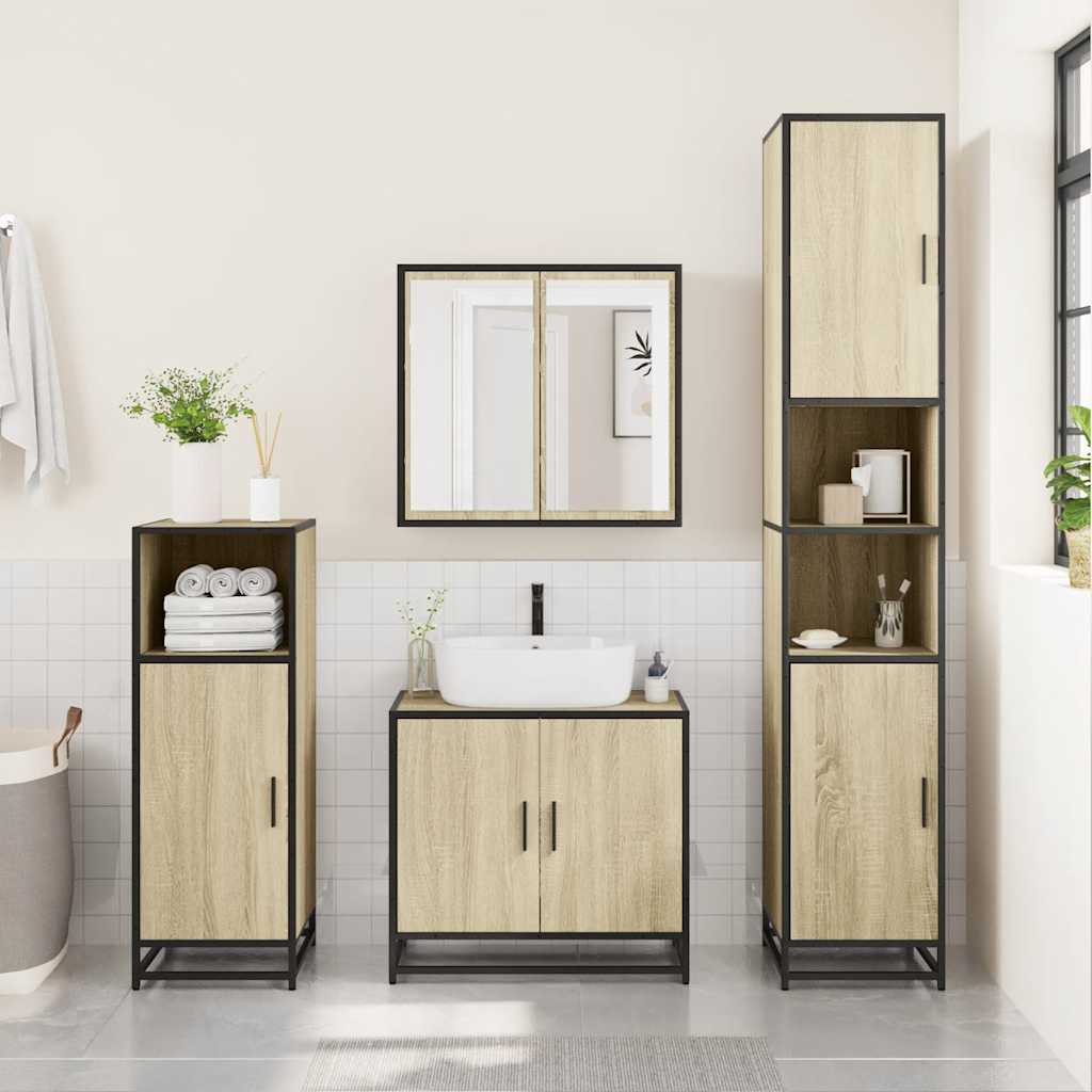 Badezimmer-Spiegelschrank Sonoma-Eiche 65 x 20 x 60 cm Holzwerkstoff
