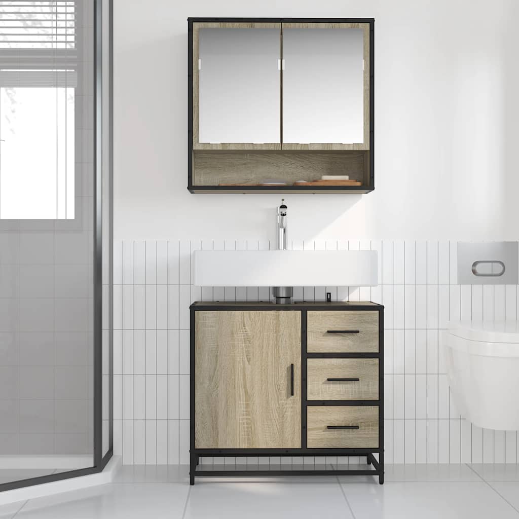 Badschrank Sonoma-Eiche 65x33x60 cm Holzwerkstoff