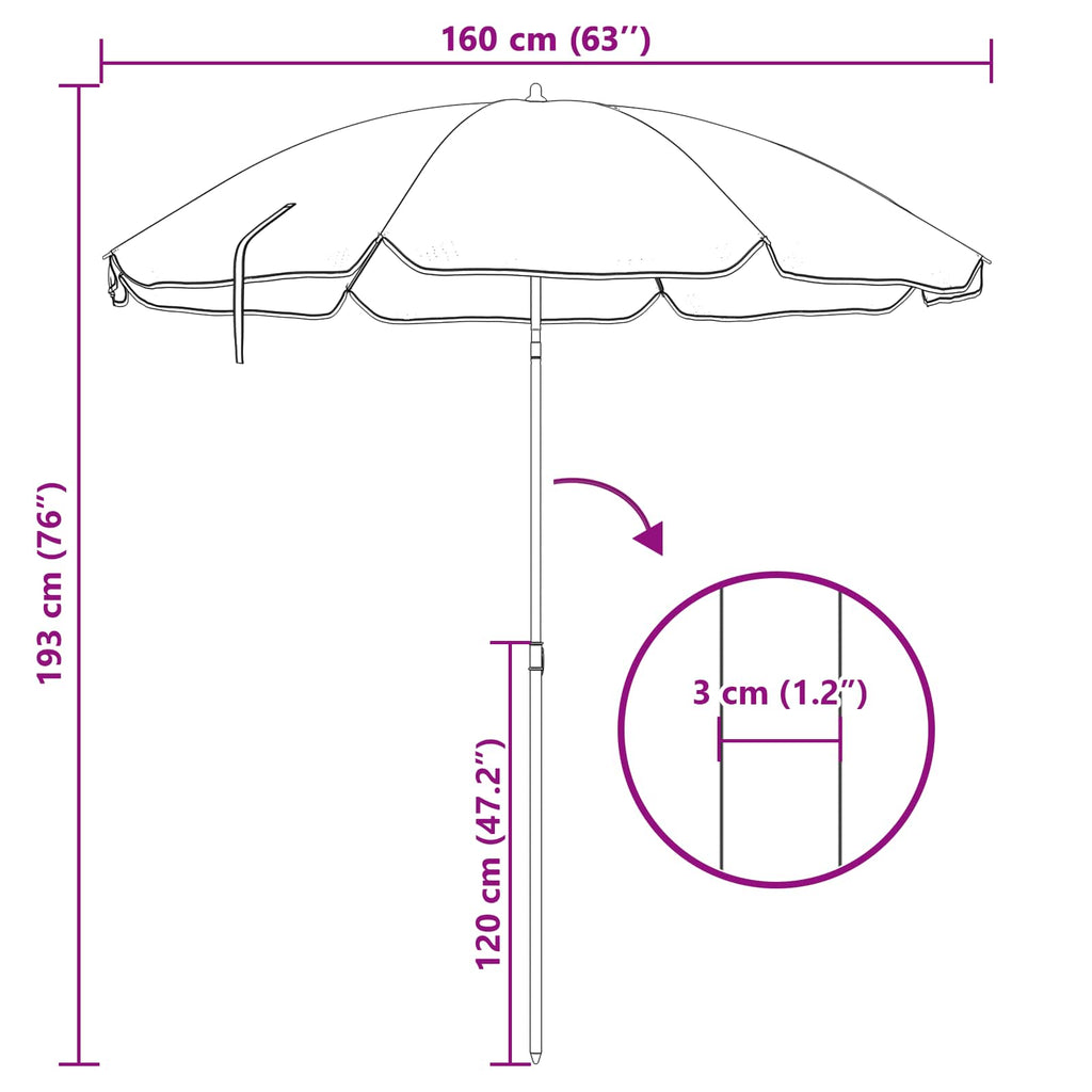 Sonnenschirm Grün 161 x 161 x 193 cm Polyester