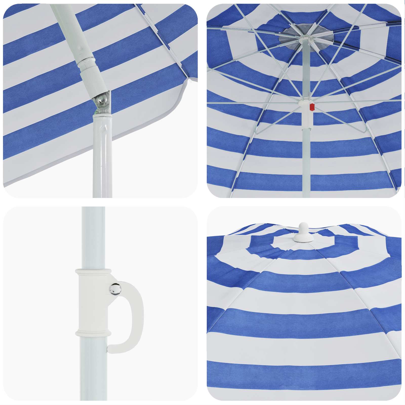 Strandparasol Blau und Weiß 206 x 206 x 212 cm