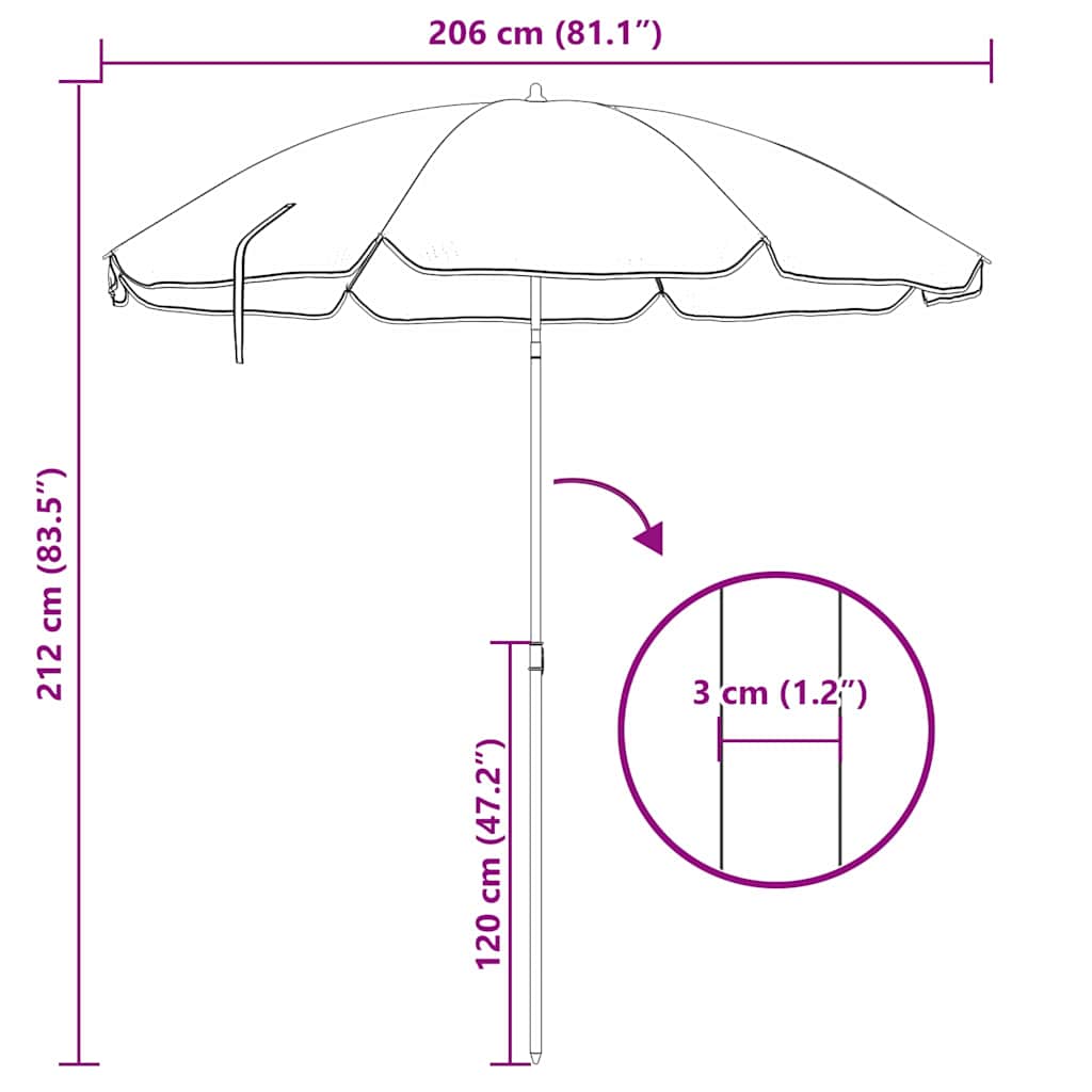 Strandparasol Blau und Weiß 206 x 206 x 212 cm