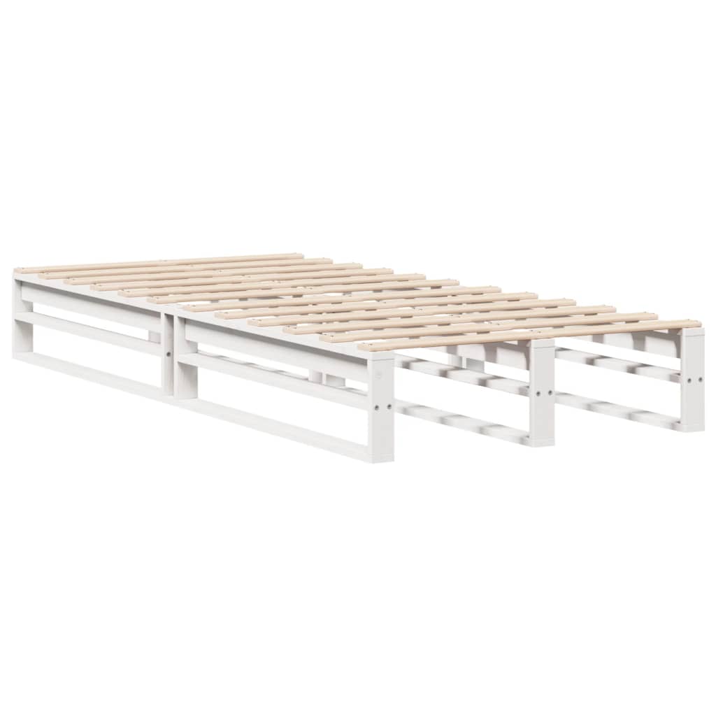 Massivholzbett ohne Matratze Weiß 100x200 cm Kiefernholz