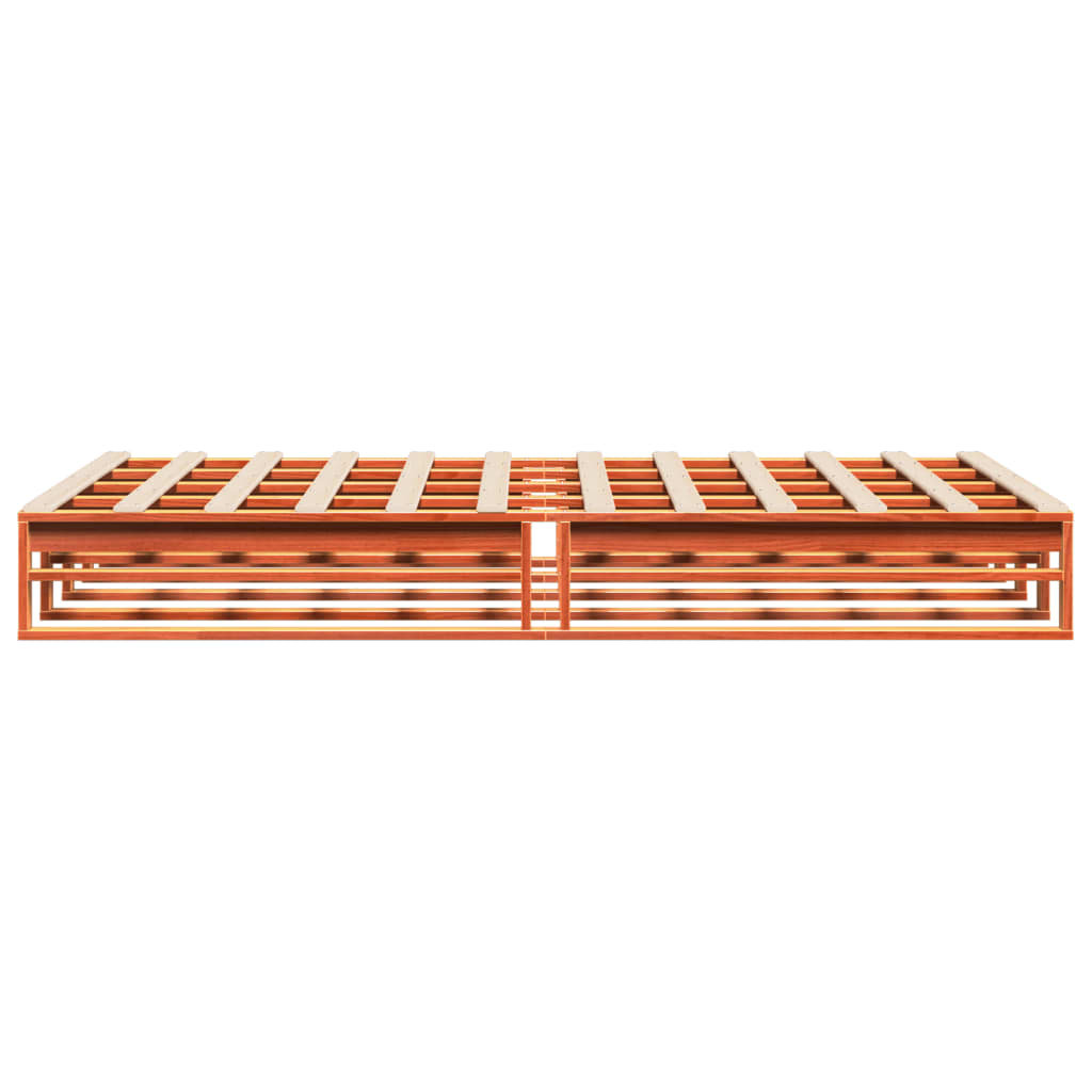 Massivholzbett ohne Matratze Wachsbraun 135x190 cm Kiefernholz