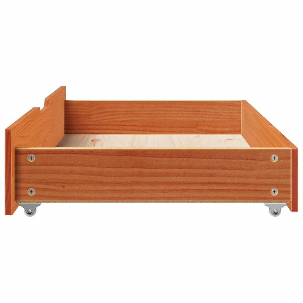 Bettschubladen 2 Stk. Wachsbraun 95x55x17 cm Massivholz Kiefer