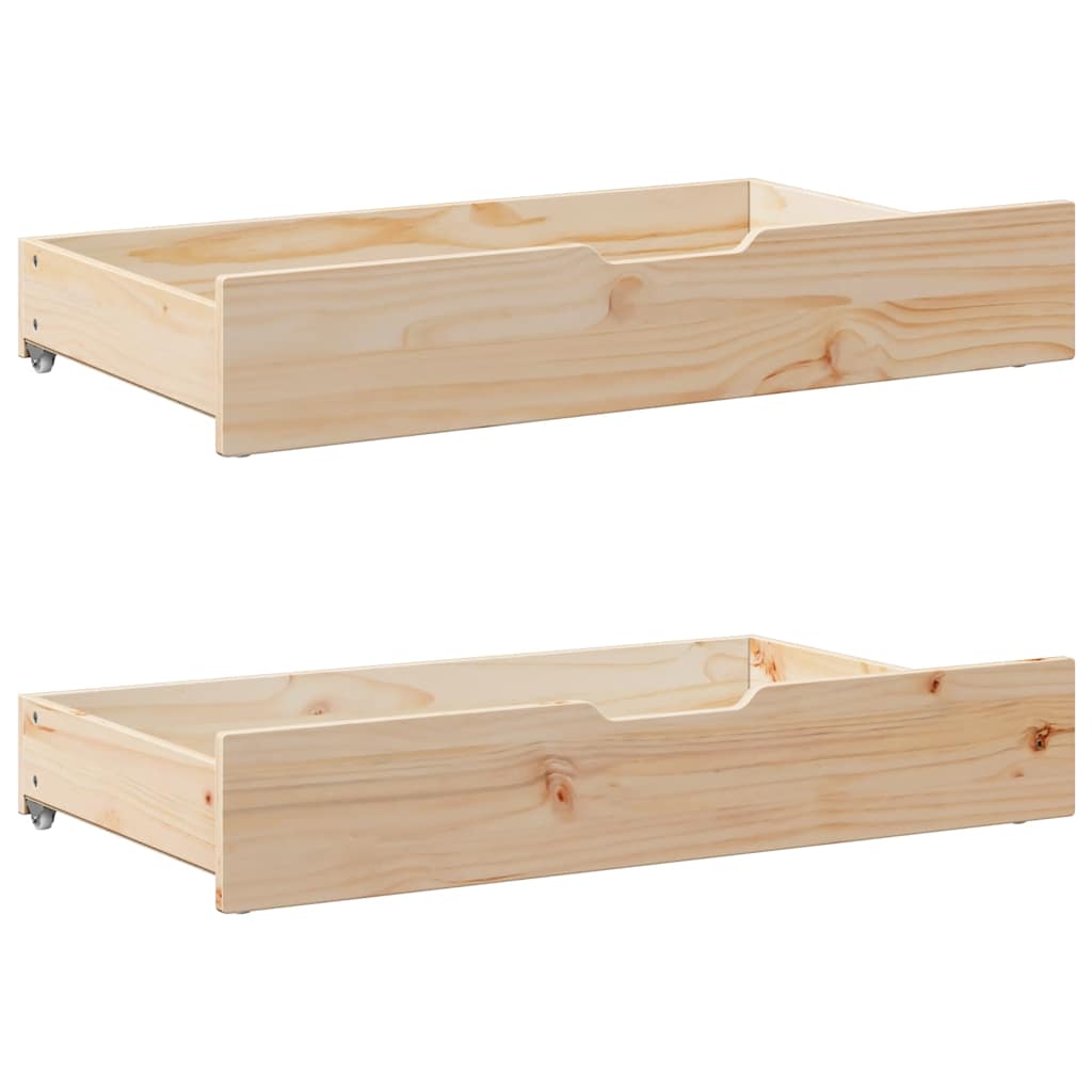 Bettschubladen mit Rollen 2 Stk. 90x55x17 cm Massivholz Kiefer