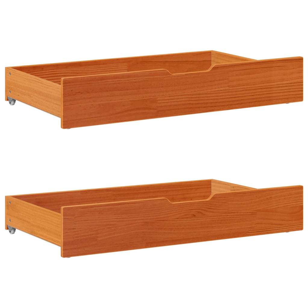 Bettschubladen 2 Stk. Wachsbraun 90x55x17 cm Massivholz Kiefer