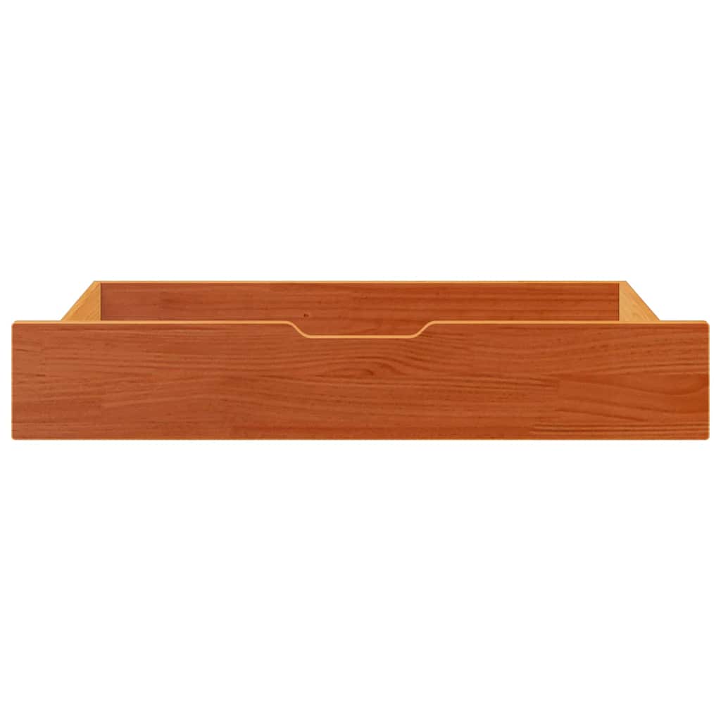 Bettschubladen 2 Stk. Wachsbraun 90x55x17 cm Massivholz Kiefer