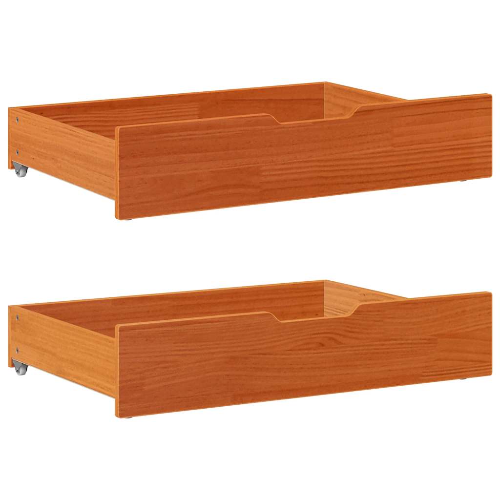 Bettschubladen 2 Stk. Wachsbraun 85x55x17 cm Massivholz Kiefer