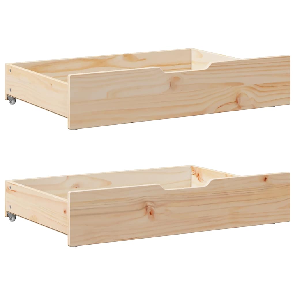 Bettschubladen mit Rollen 2 Stk. 80x55x17 cm Massivholz Kiefer