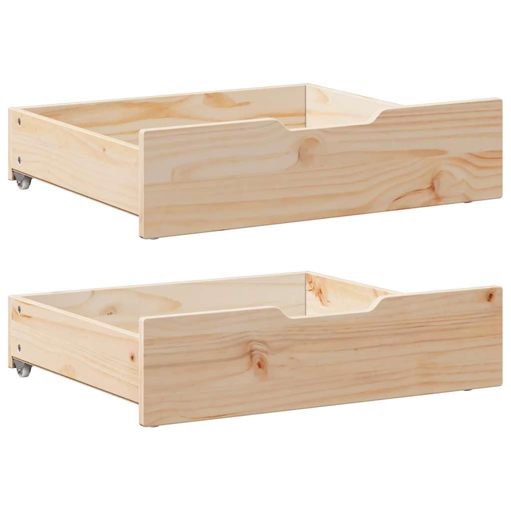 Bettschubladen mit Rollen 2 Stk. 75x55x17 cm Massivholz Kiefer