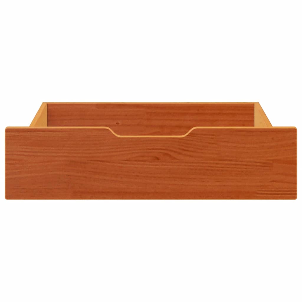 Bettschubladen 2 Stk. Wachsbraun 75x55x17 cm Massivholz Kiefer