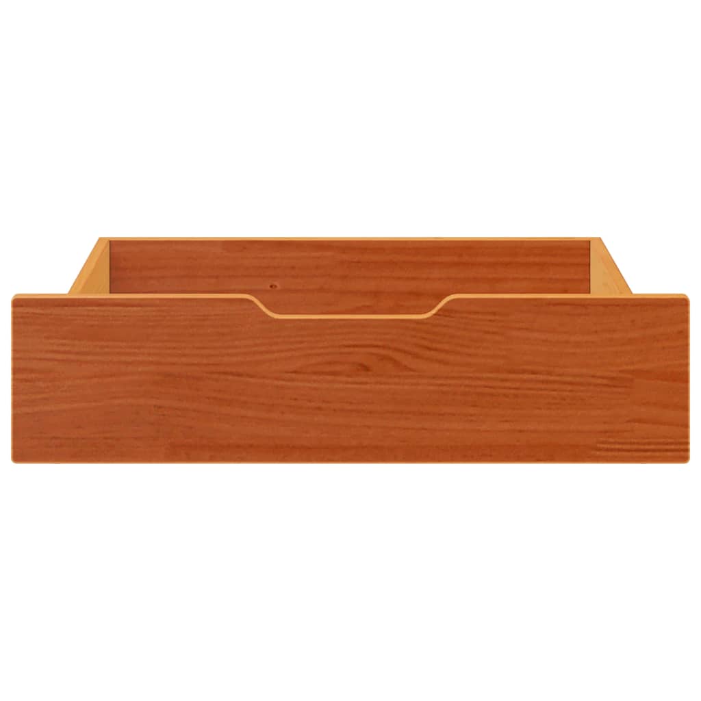 Bettschubladen 2 Stk. Wachsbraun 65x55x17 cm Massivholz Kiefer