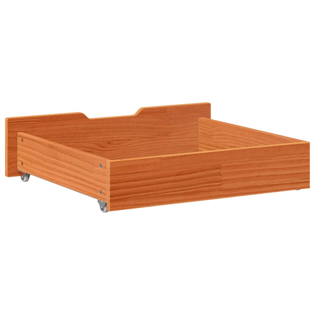 Bettschubladen 2 Stk. Wachsbraun 65x55x17 cm Massivholz Kiefer