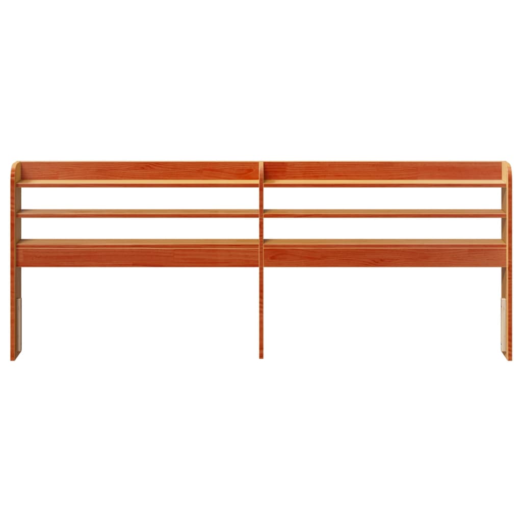 Kopfteil mit Ablagen Wachsbraun 180 cm Massivholz Kiefer