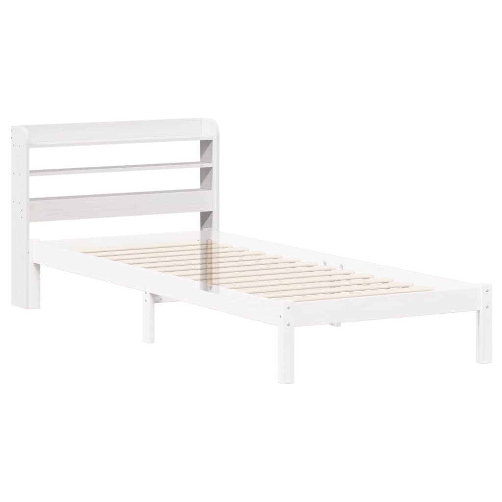 Kopfteil mit Ablagen Weiß 90 cm Massivholz Kiefer