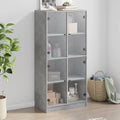 Highboard mit Türen Betongrau 68x37x142 cm Holzwerkstoff