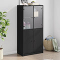 Highboard mit Türen Schwarz 68x37x142 cm Holzwerkstoff