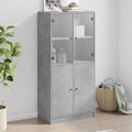 Highboard mit Türen Betongrau 68x37x142 cm Holzwerkstoff