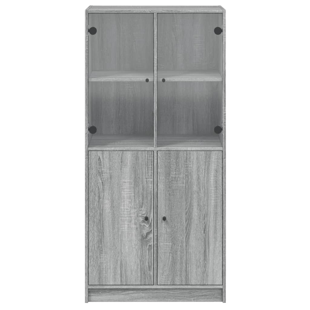 Highboard mit Türen Grau Sonoma 68x37x142 cm Holzwerkstoff