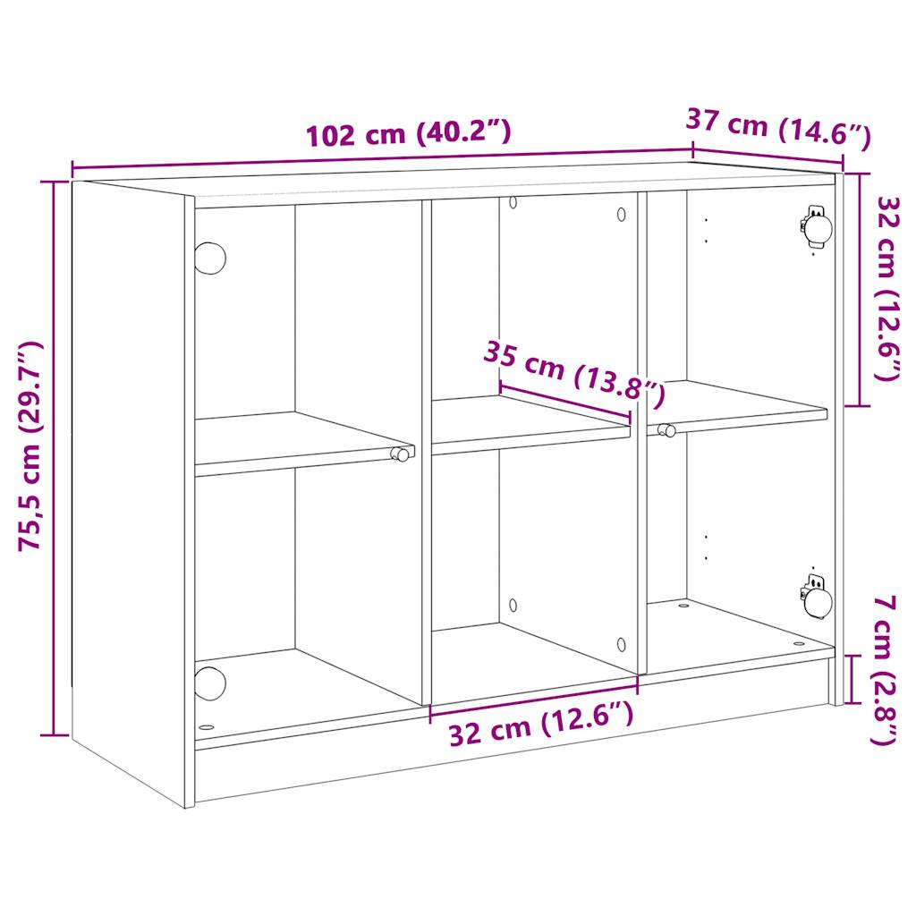 Sideboard Weiß 102x37x75,5 cm Holzwerkstoff