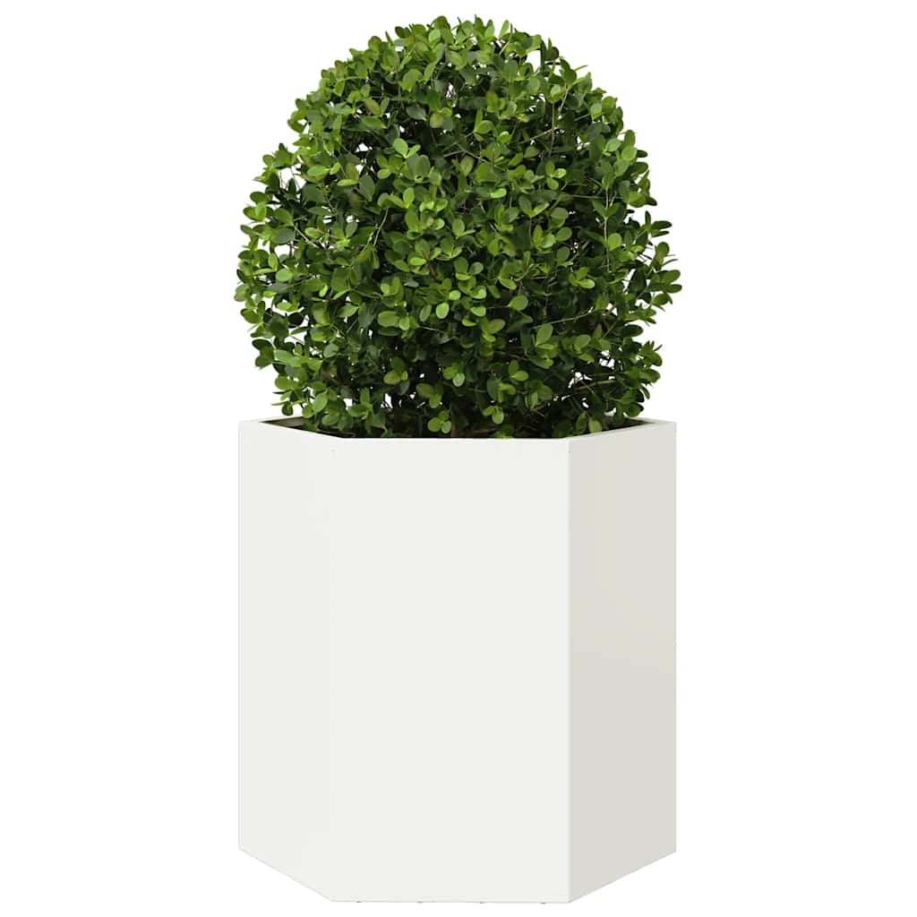 Garten-Pflanzgefäße 2 Stück Weiß Sechseckig 46x40x45 Stahl