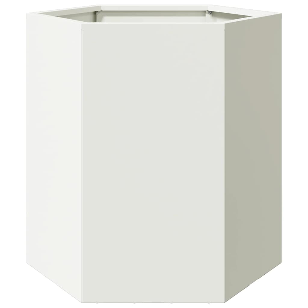 Garten-Pflanzgefäße 2 Stück Weiß Sechseckig 46x40x45 Stahl