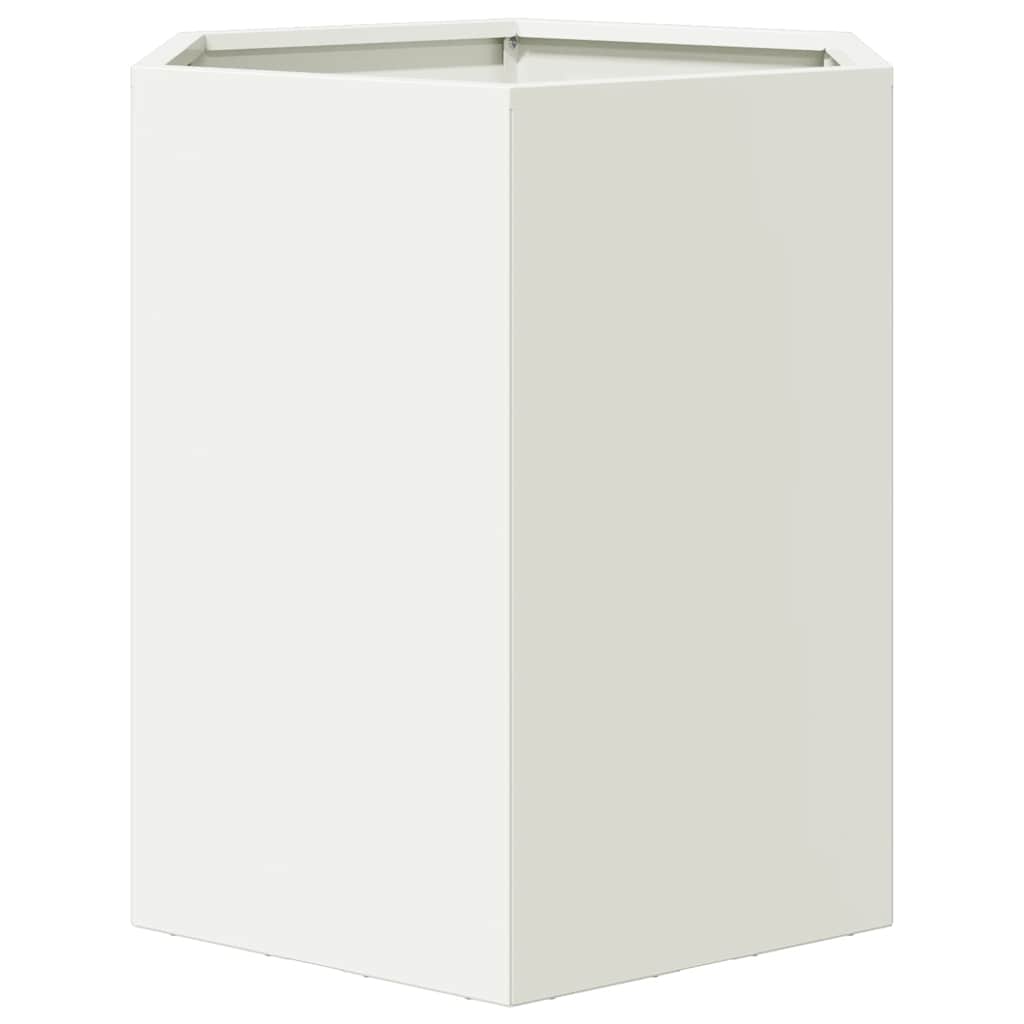 Garten-Pflanzgefäße 2 Stück Weiß Sechseckig 46x40x45 Stahl