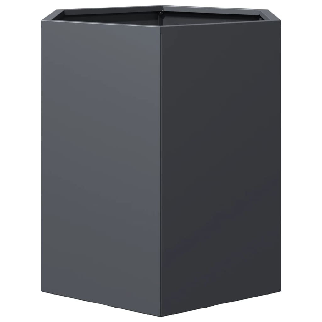 Garten-Pflanzgefäße 2 Stück Anthrazit Sechseckig 46x40x45 Stahl
