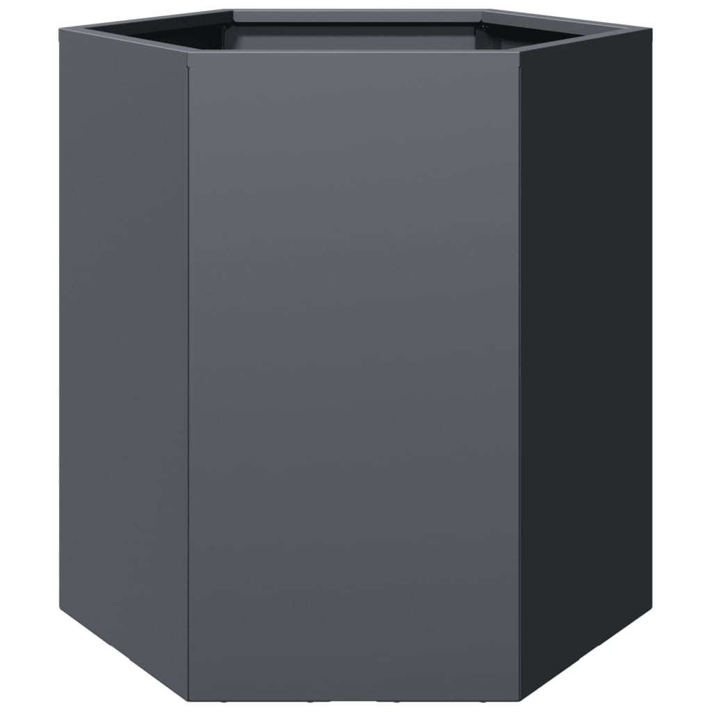 Garten-Pflanzgefäße 2 Stück Anthrazit Sechseckig 46x40x45 Stahl