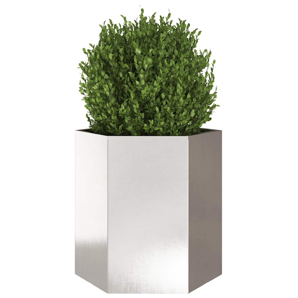 Garten-Pflanzgefäße 2 Stk.Sechseckig 46x40x45 cm Edelstahl