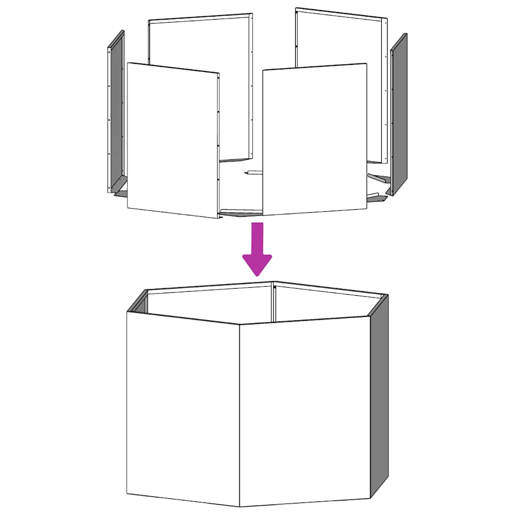 Pflanzkübel Sechseckig 69x60x45 Edelstahl