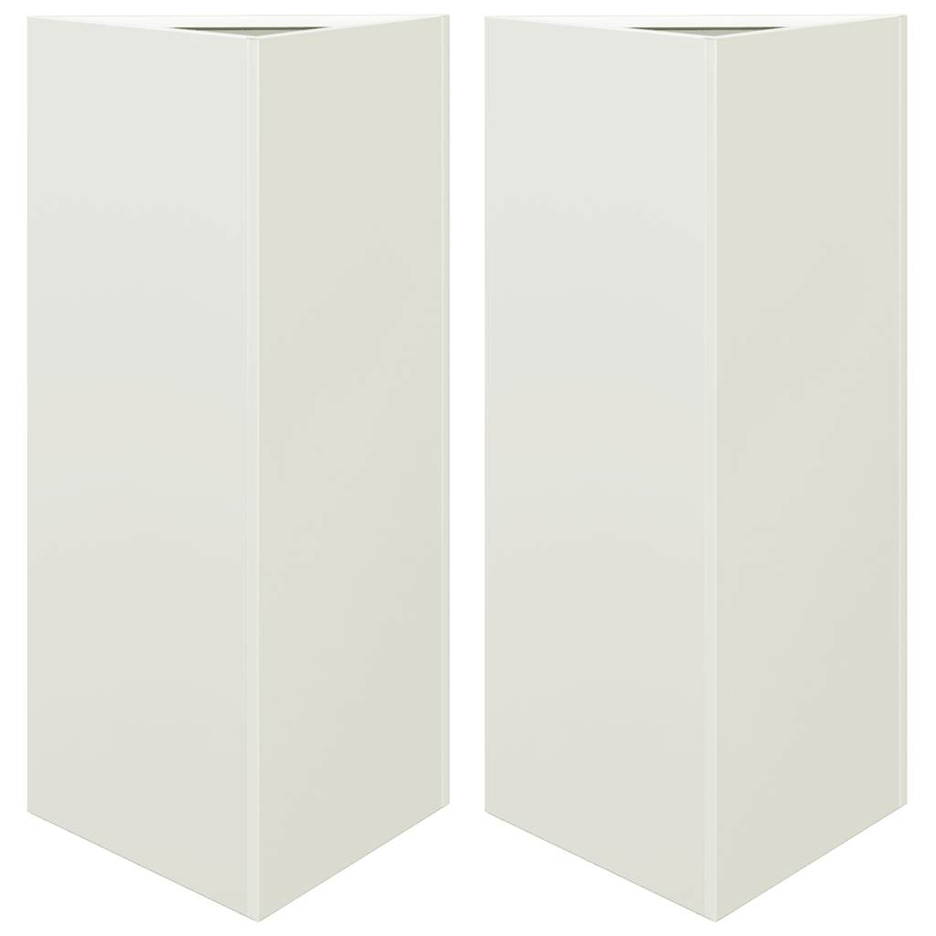 Pflanzkübel 2 Stk. Weiß Dreieckig 40x34,5x75 cm Stahl
