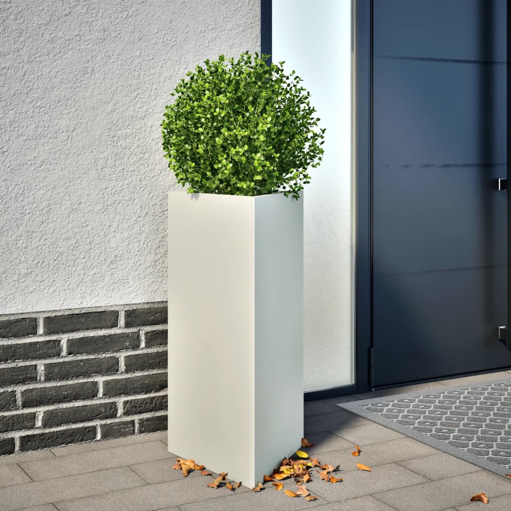 Pflanzkübel 2 Stk. Weiß Dreieckig 40x34,5x75 cm Stahl