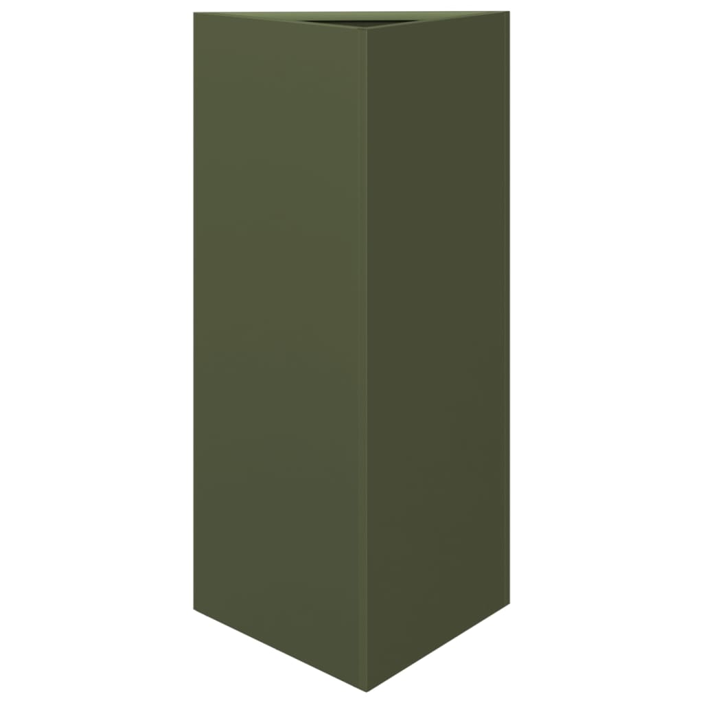 Pflanzkübel Olivgrün Dreieckig 40x34,5x75 cm Stahl