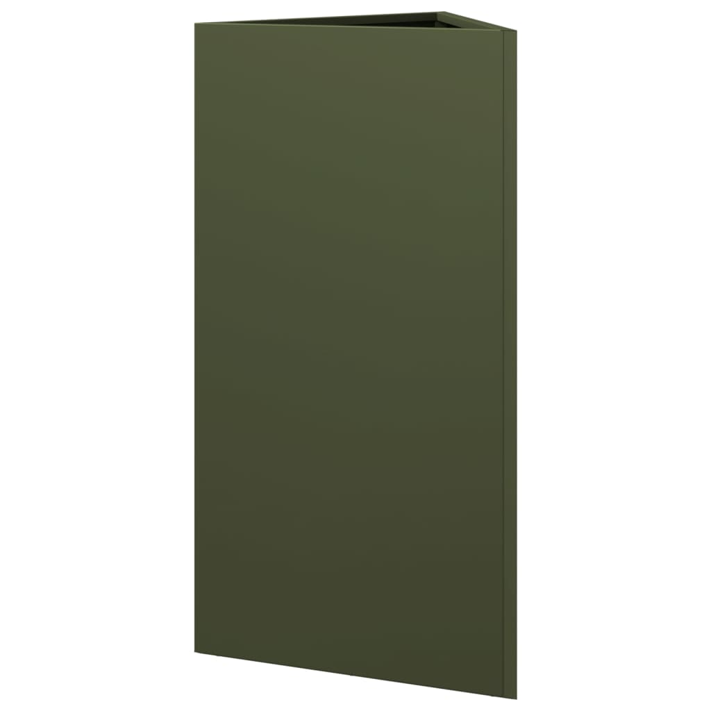 Pflanzkübel 2 Stk. Olivgrün Dreieckig 40x34,5x75 cm Stahl