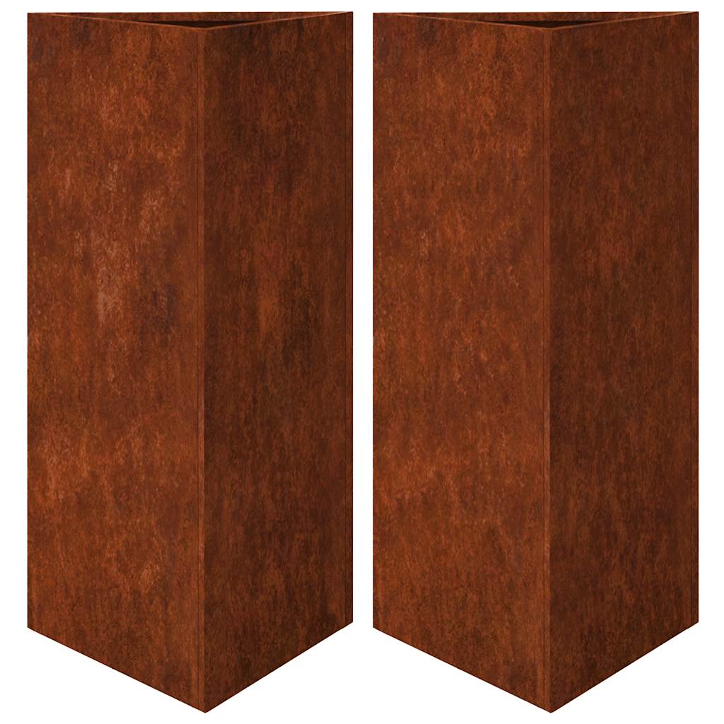 Pflanzkübel 2 Stk. Dreieckig 40x34,5x75 cm Wetterfester Stahl