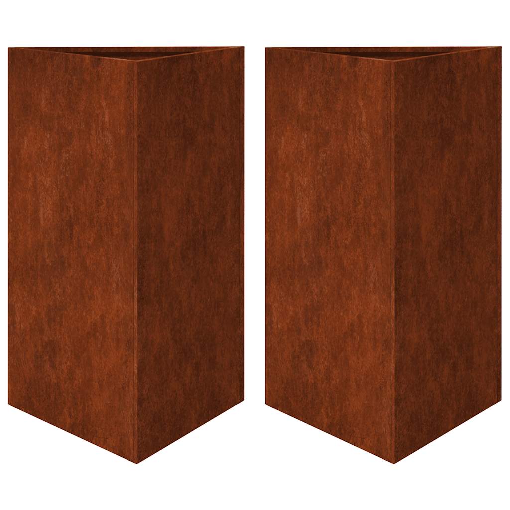 Pflanzkübel 2 Stk. Dreieckig 50x43x75 cm Wetterfester Stahl
