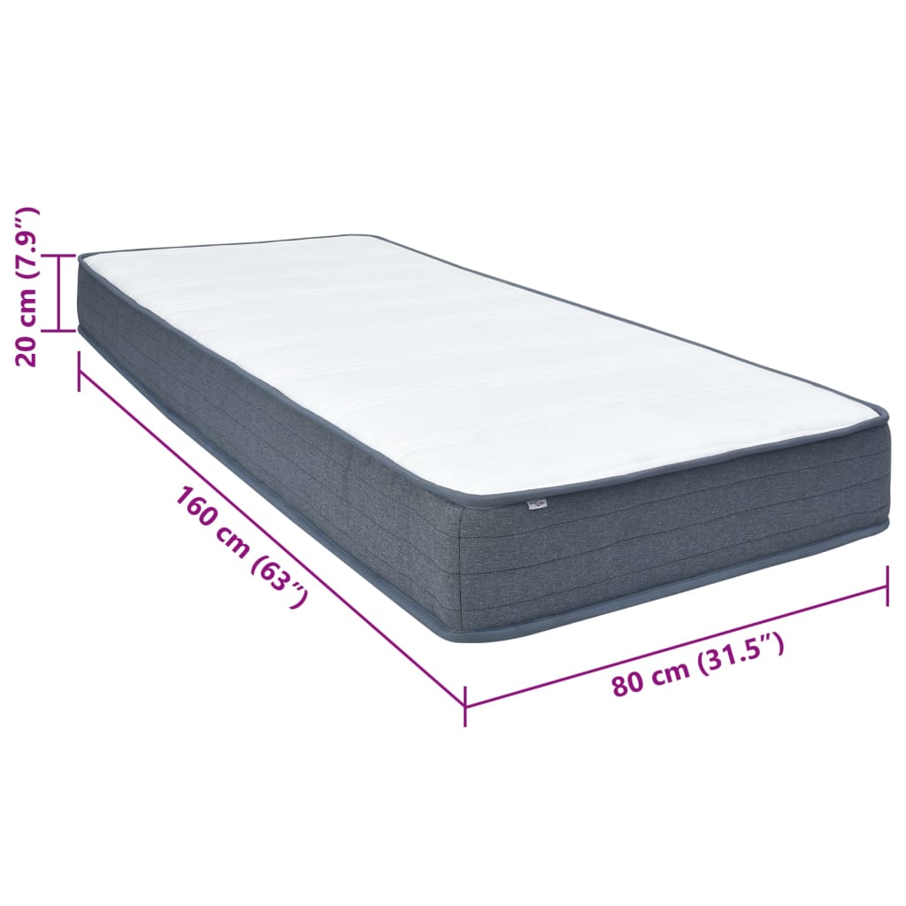 Boxspringmatratze 160x80x20 cm Mittelweich Stoff
