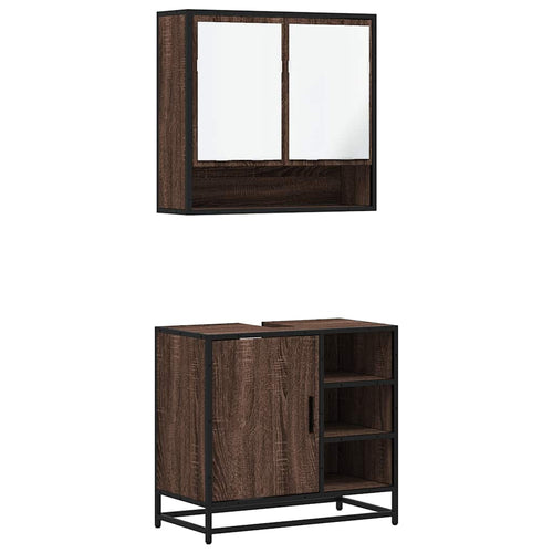 2-tlg. Badmöbel-Set Braun Eichen-Optik Holzwerkstoff