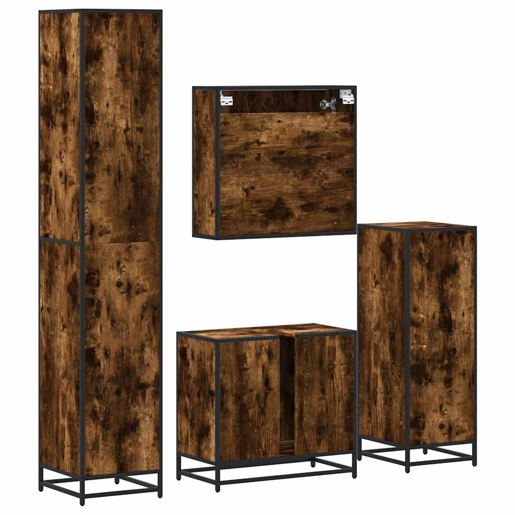 4-tlg. Badmöbel-Set Räuchereiche Holzwerkstoff