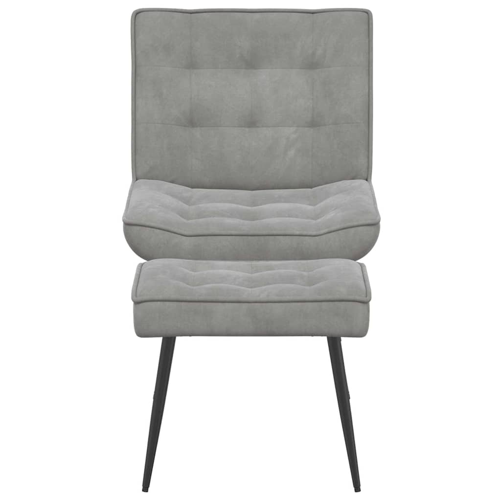 Relaxsessel mit Hocker Hellgrau Samt