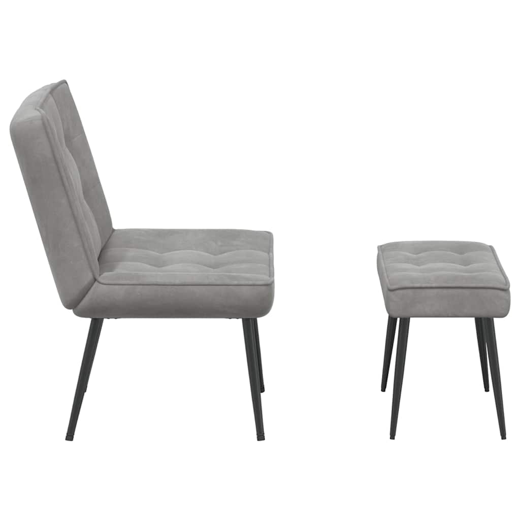Relaxsessel mit Hocker Hellgrau Samt