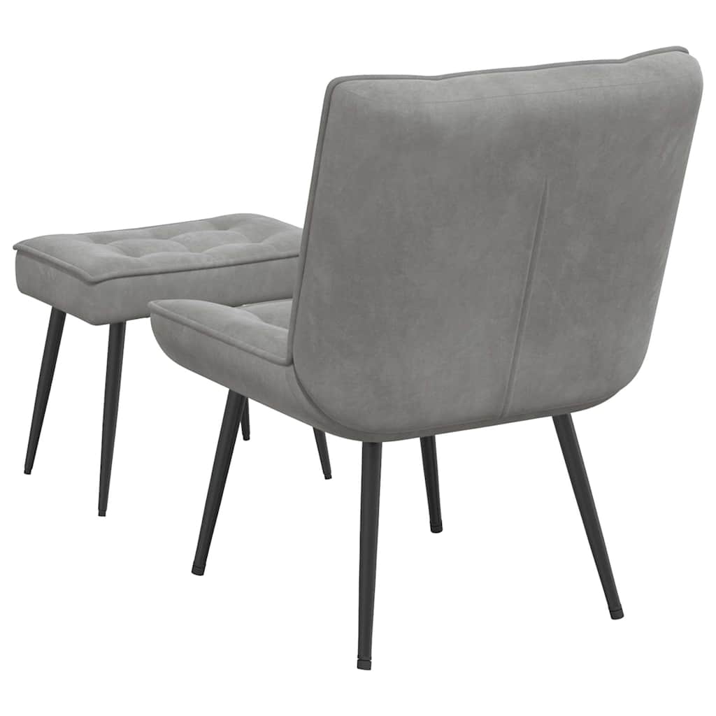 Relaxsessel mit Hocker Hellgrau Samt