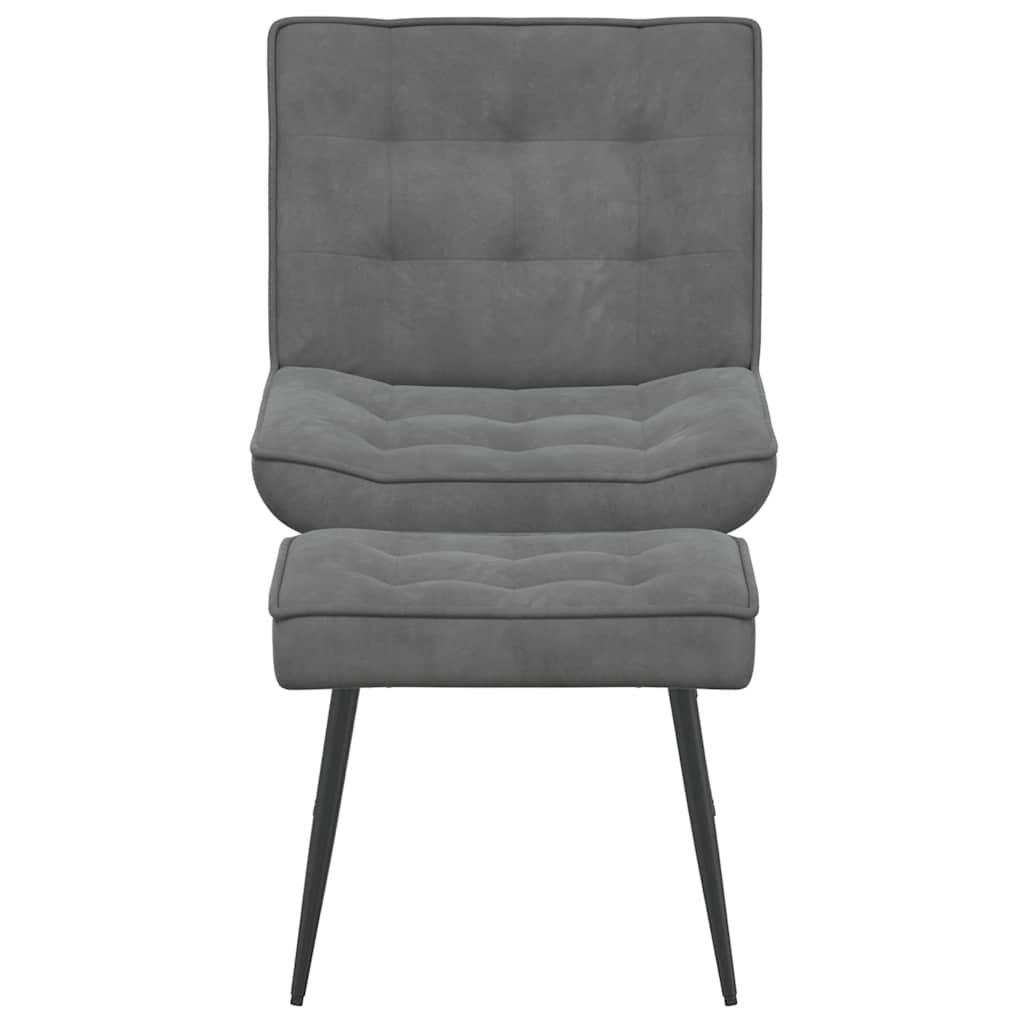 Relaxsessel mit Hocker Dunkelgrau Samt