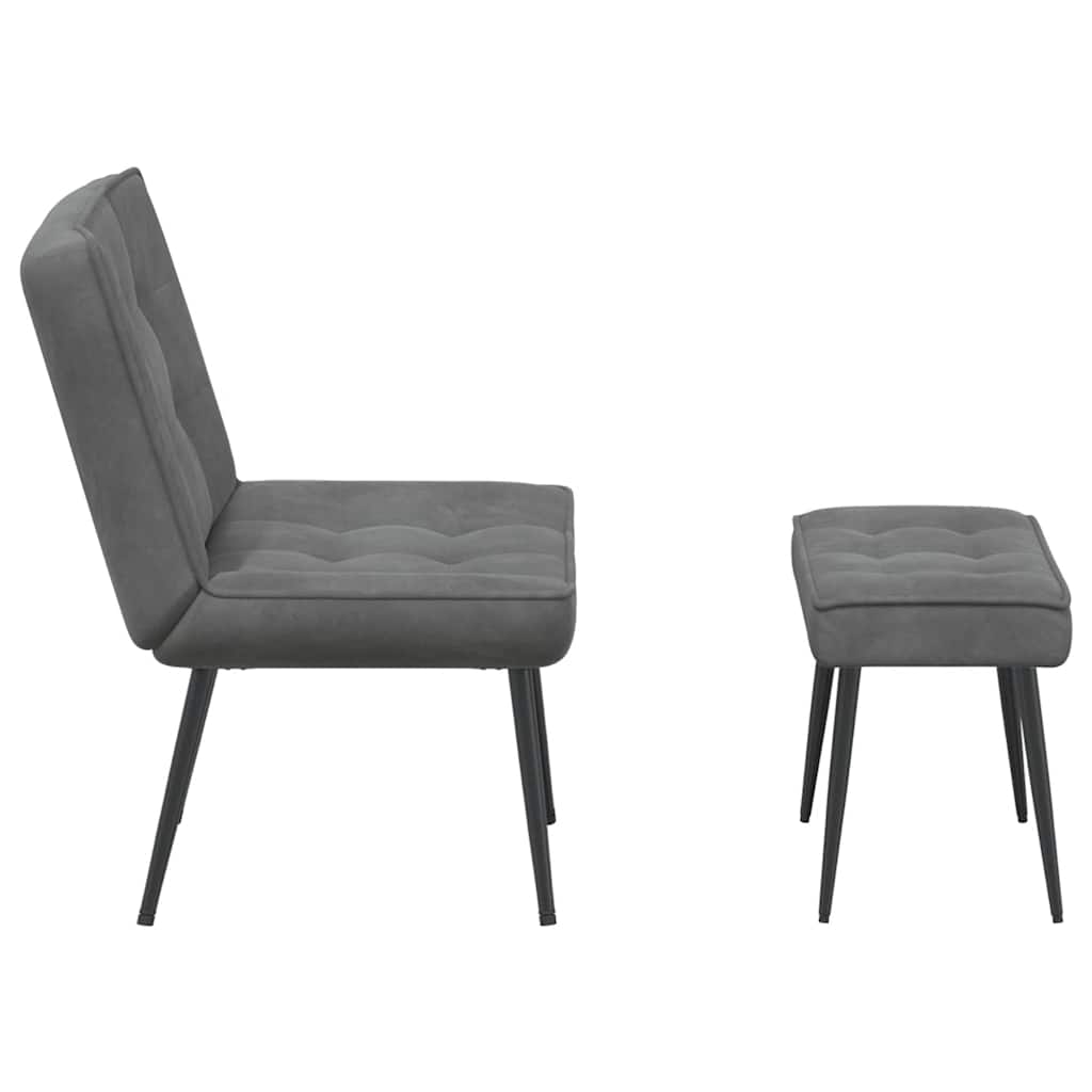 Relaxsessel mit Hocker Dunkelgrau Samt